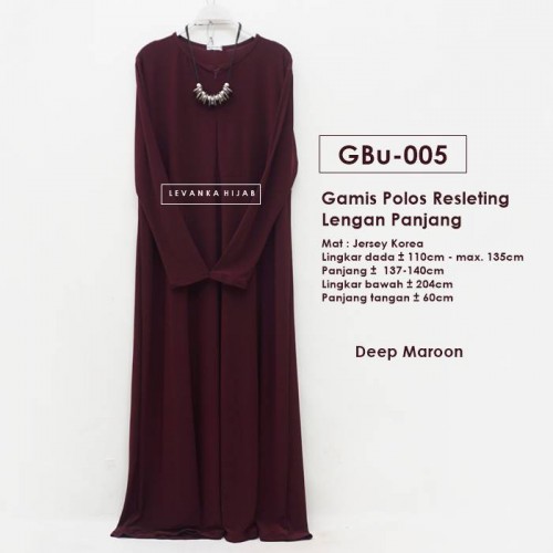 GBu-005 Gamis Polos Resleting Jersey